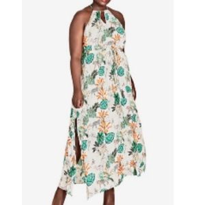 City Chic Xl/22 Jungle Maxi Halter Dress